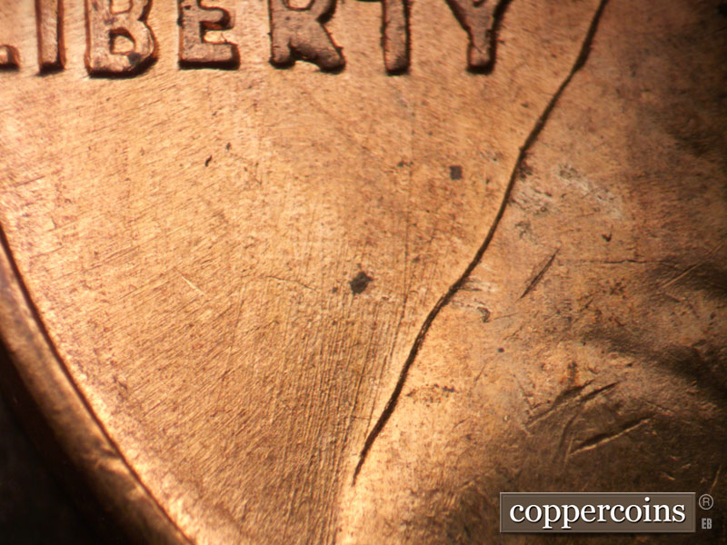 Die-stage B marker on 1960D•1MM•282 (1960 Repunched Mint Mark).