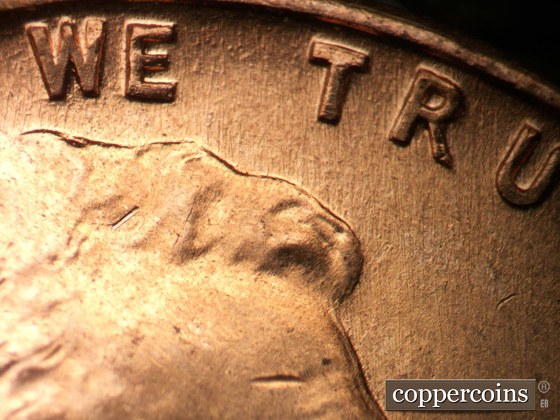 Die-stage B marker on 1960D•1MM•283 (1960 Repunched Mint Mark).