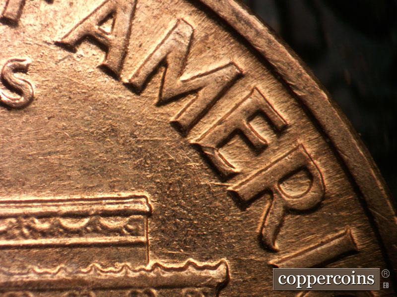 Die-stage B marker on 1960D•1MM•283 (1960 Repunched Mint Mark).