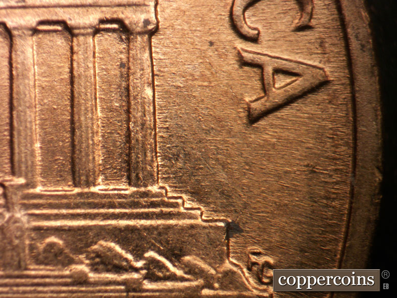 Die-stage B marker on 1960D•1MM•283 (1960 Repunched Mint Mark).