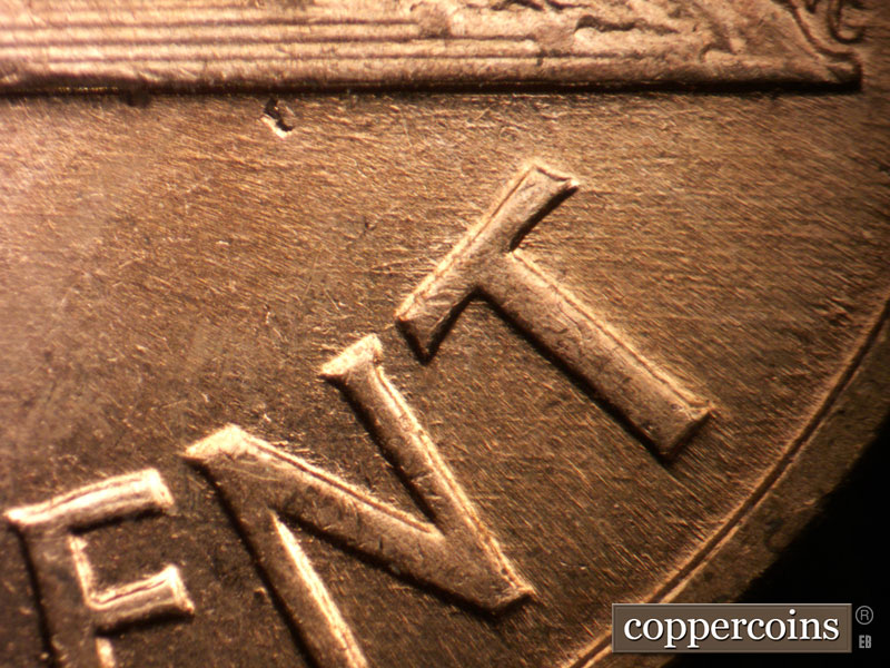 Die-stage B marker on 1960D•1MM•283 (1960 Repunched Mint Mark).