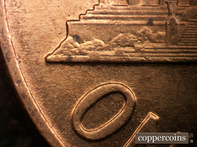 Die-stage B marker on 1960D•1MM•283 (1960 Repunched Mint Mark).
