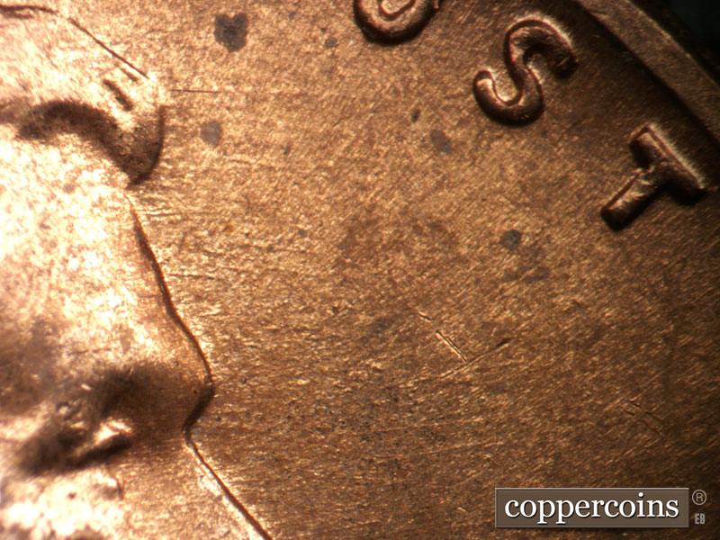 Die-stage B marker on 1960D•1MM•284 (1960 Repunched Mint Mark).