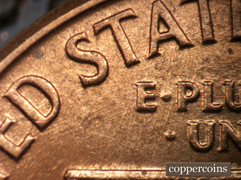 Die-stage B marker on 1960D•1MM•284 (1960 Repunched Mint Mark).