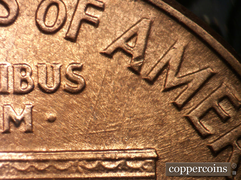 Die-stage B marker on 1960D•1MM•284 (1960 Repunched Mint Mark).