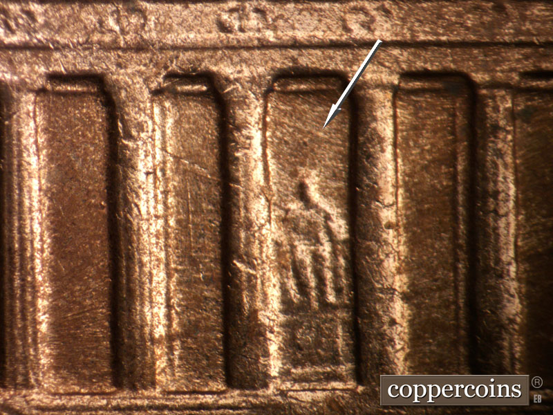 Die-stage B marker on 1960D•1MM•284 (1960 Repunched Mint Mark).