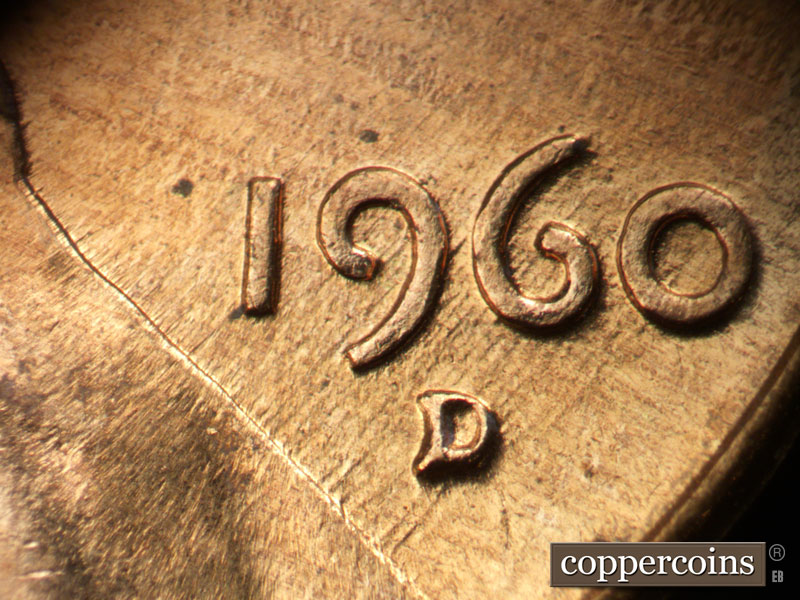 Die-stage C marker on 1960D•1MM•284 (1960 Repunched Mint Mark).