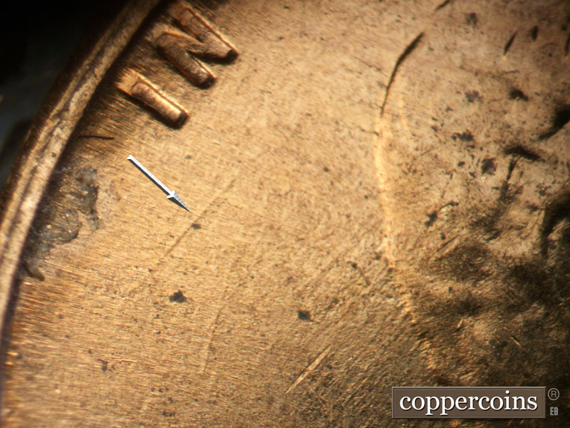 Die-stage C marker on 1960D•1MM•284 (1960 Repunched Mint Mark).