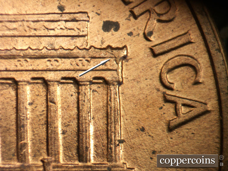 Die-stage C marker on 1960D•1MM•284 (1960 Repunched Mint Mark).