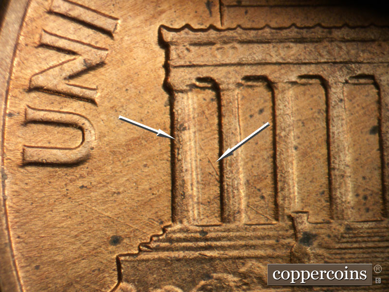 Die-stage C marker on 1960D•1MM•284 (1960 Repunched Mint Mark).