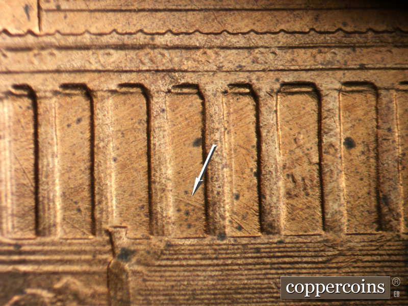 Die-stage C marker on 1960D•1MM•284 (1960 Repunched Mint Mark).