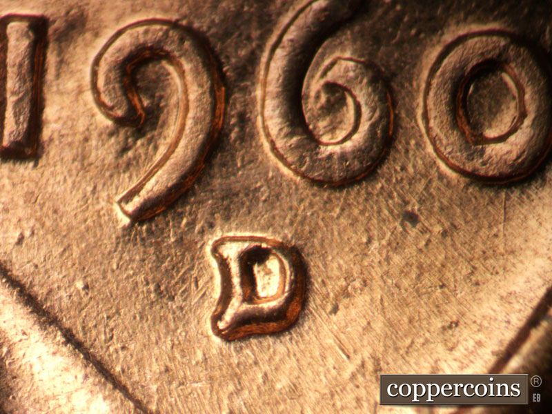 1960 Lincoln cent obverse, CopperCoins die 1960D•1MM•286.