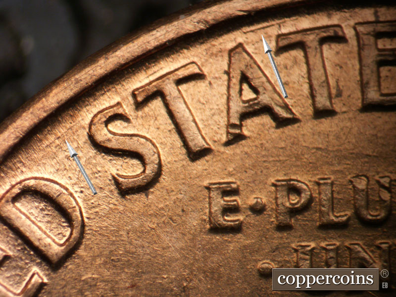 Die-stage B marker on 1960D•1MM•286 (1960 Repunched Mint Mark).