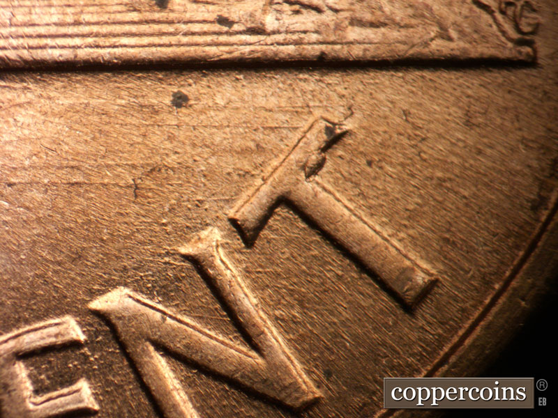 Die-stage B marker on 1960D•1MM•286 (1960 Repunched Mint Mark).