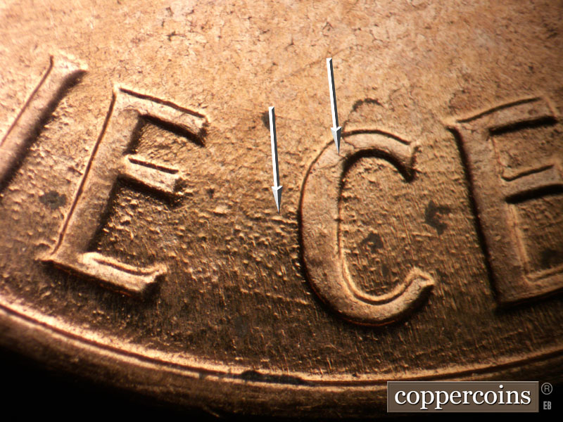 Die-stage B marker on 1960D•1MM•286 (1960 Repunched Mint Mark).
