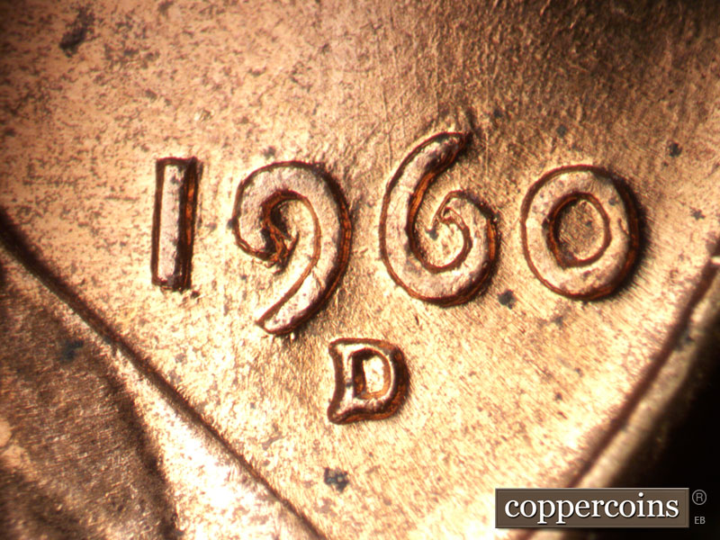 Die-stage A marker on 1960D•1MM•287 (1960 Repunched Mint Mark).