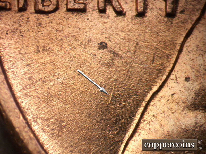 Die-stage A marker on 1960D•1MM•287 (1960 Repunched Mint Mark).