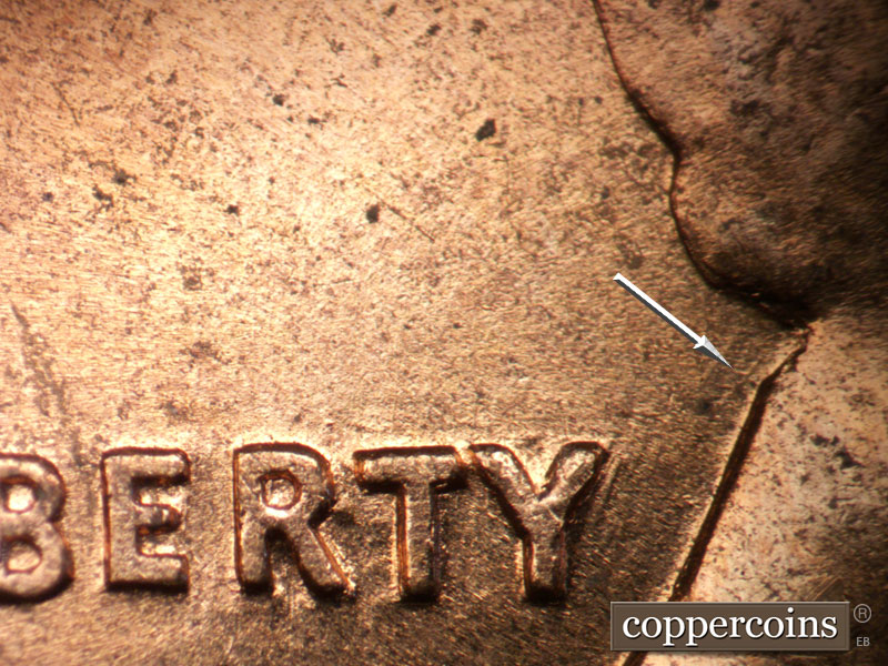 Die-stage A marker on 1960D•1MM•287 (1960 Repunched Mint Mark).