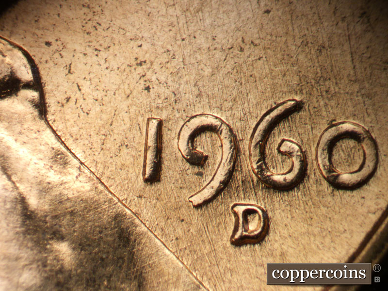 Die-stage B marker on 1960D•1MM•290 (1960 Repunched Mint Mark).