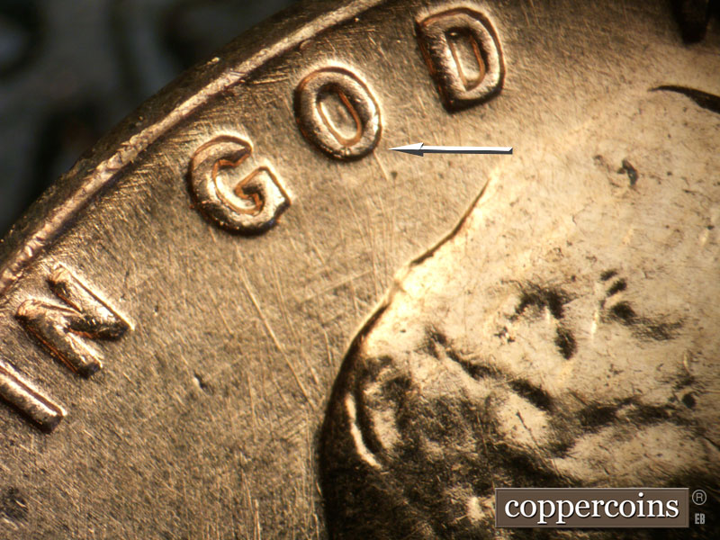Die-stage B marker on 1960D•1MM•290 (1960 Repunched Mint Mark).