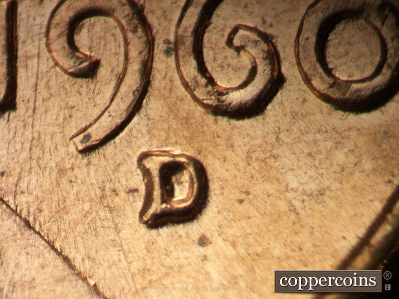1960 Lincoln cent obverse, CopperCoins die 1960D•1MM•292.
