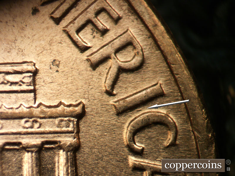 Die-stage B marker on 1960D•1MM•292 (1960 Repunched Mint Mark).