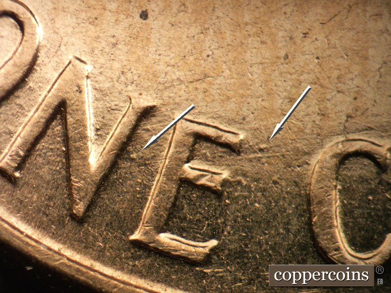 Die-stage B marker on 1960D•1MM•292 (1960 Repunched Mint Mark).