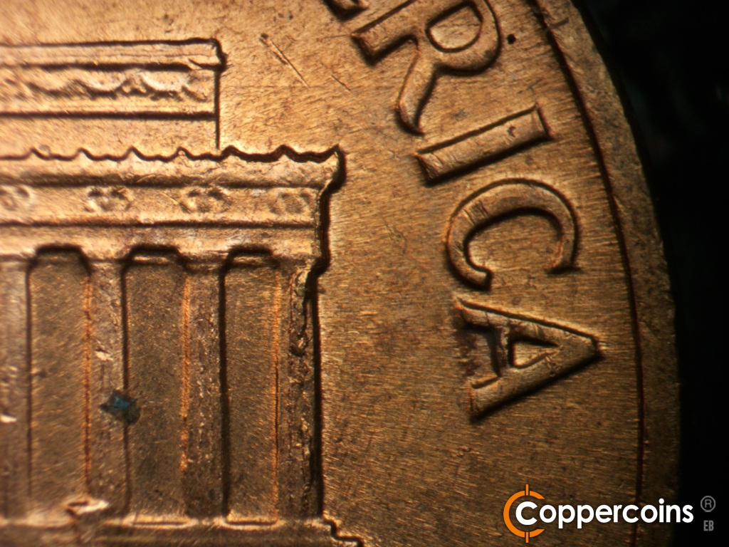 Die-stage C marker on 1960D•1MM•296 showing Die break sown column 12.