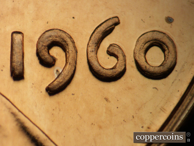 1960 Lincoln cent obverse proof, CopperCoins die 1960P•1DO•003P.