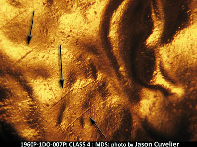 Die-stage B marker on 1960P•1DO•007P (1960 Doubled Die Obverse).