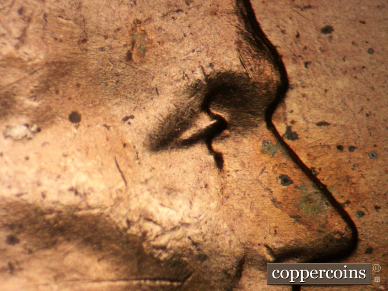 1960 Lincoln cent obverse, CopperCoins die 1960P•1DO•011.