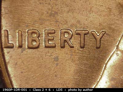 Die-stage C marker on 1960P•1DR•001 (1960 Doubled Die Reverse).