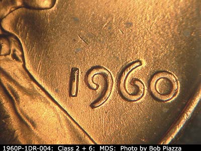 1960 Lincoln cent obverse, CopperCoins die 1960P•1DR•004.