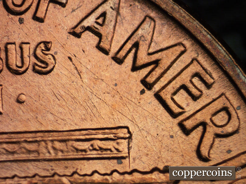 Die-stage B marker on 1960P•1DR•006 (1960 Doubled Die Reverse).