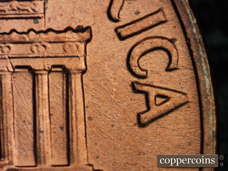 Die-stage B marker on 1960P•1DR•006 (1960 Doubled Die Reverse).
