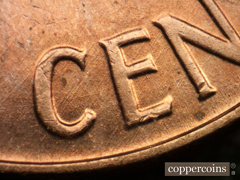 Die-stage A marker on 1960P•1DR•007 (1960 Doubled Die Reverse).