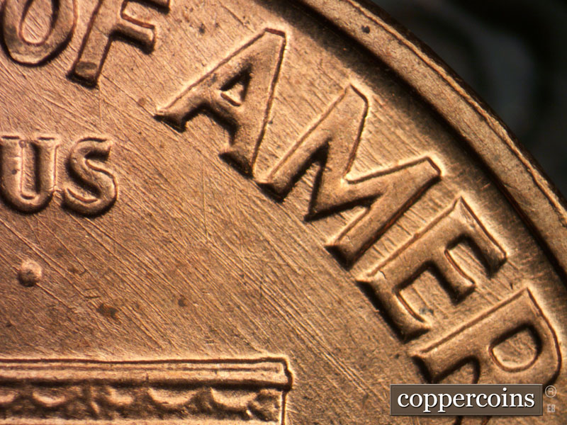Die-stage A marker on 1960P•1DR•007 (1960 Doubled Die Reverse).