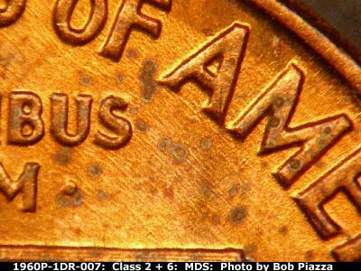 Die-stage B marker on 1960P•1DR•007 (1960 Doubled Die Reverse).