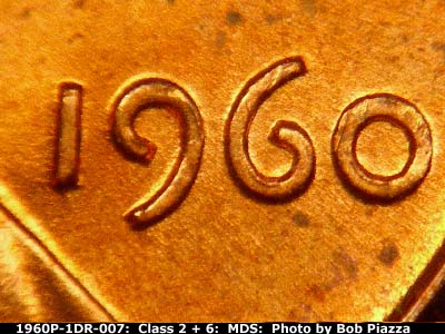 Die-stage B marker on 1960P•1DR•007 (1960 Doubled Die Reverse).
