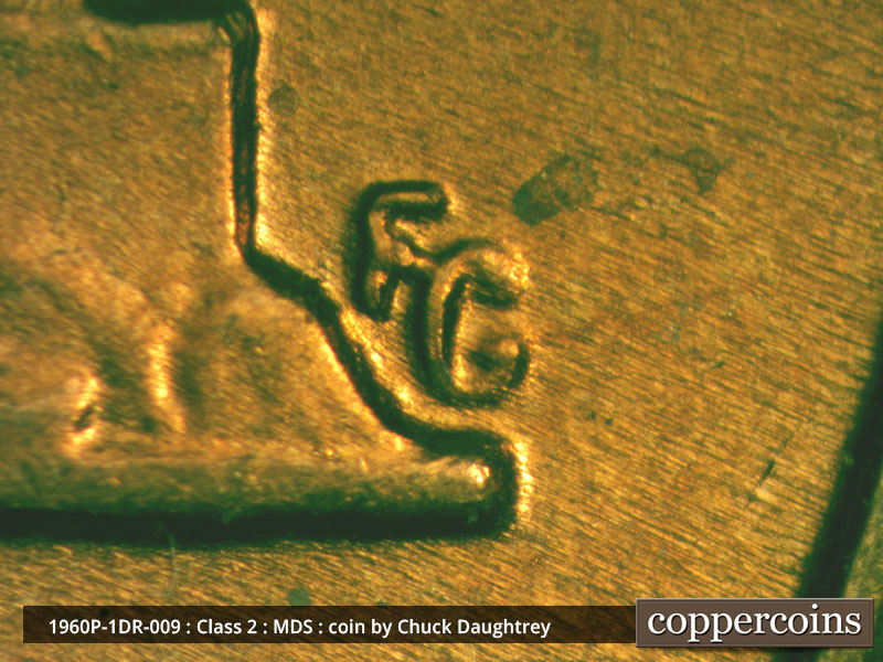 1960 Lincoln cent obverse, CopperCoins die 1960P•1DR•009.