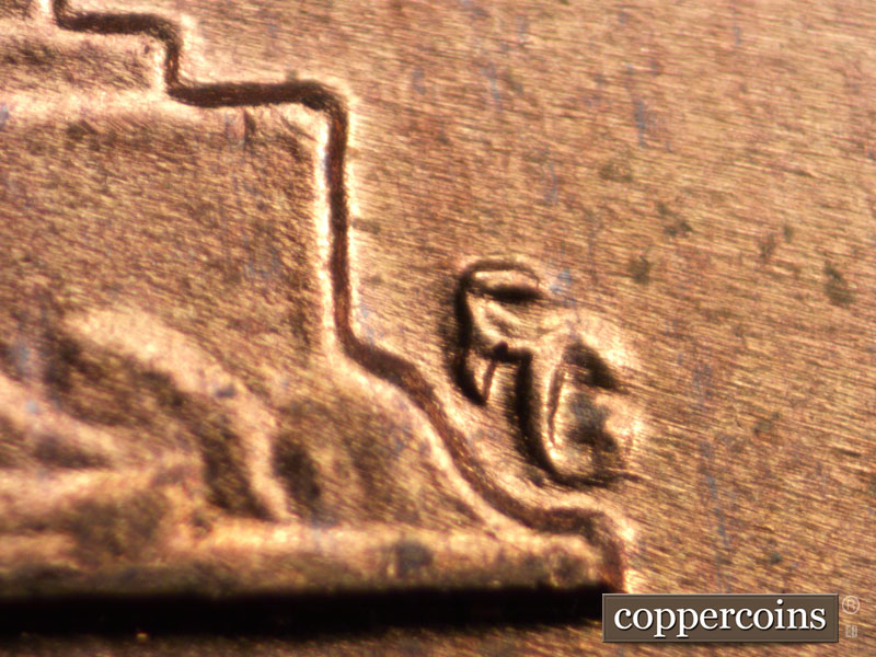 Die-stage A marker on 1960P•1DR•010 (1960 Doubled Die Reverse).