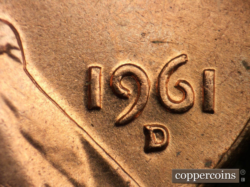 Die-stage B marker on 1961D•1DO•002 (1961 Doubled Die Obverse).