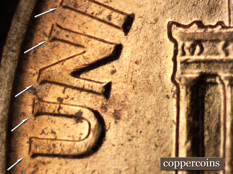1961 Lincoln cent obverse, CopperCoins die 1961D•1DR•002.