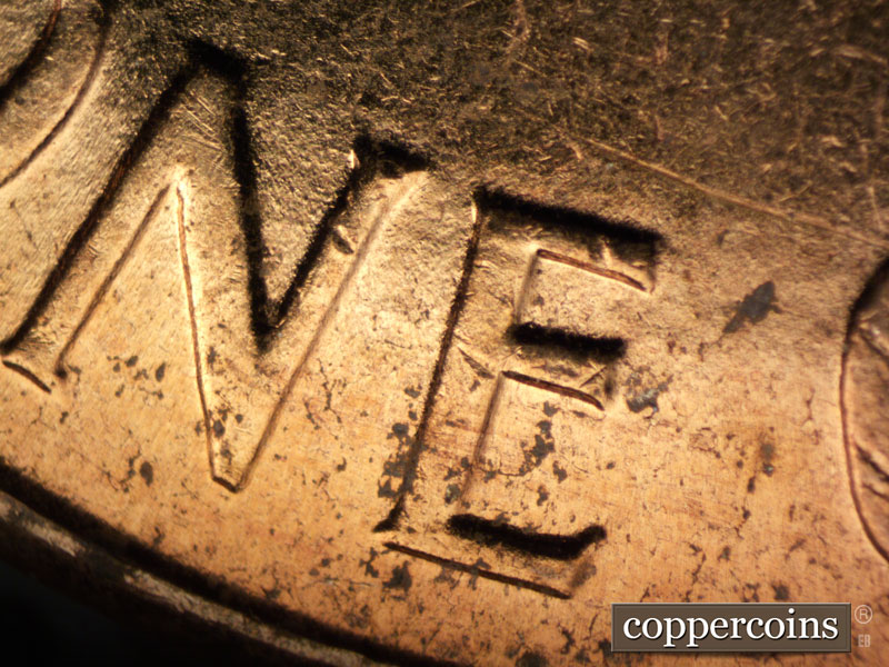 Die-stage B marker on 1961D•1DR•002 (1961 Doubled Die Reverse).