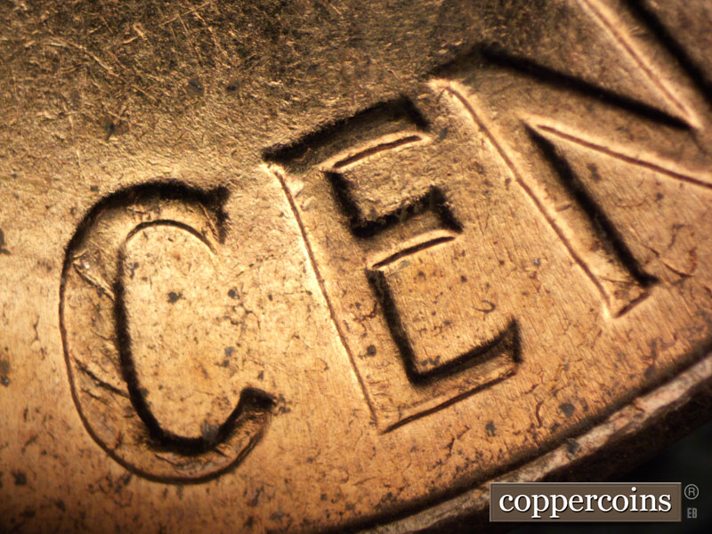 Die-stage B marker on 1961D•1DR•002 (1961 Doubled Die Reverse).