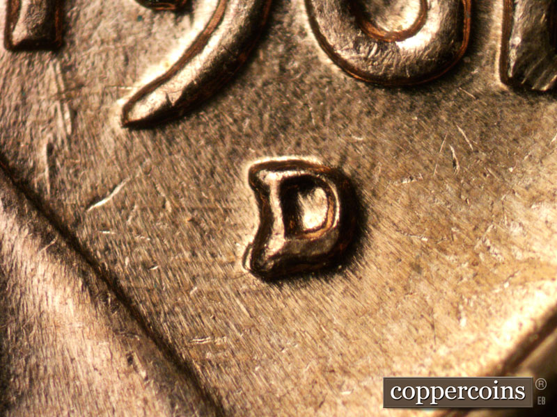 Die-stage C marker on 1961D•1MM•002 (1961 Repunched Mint Mark).