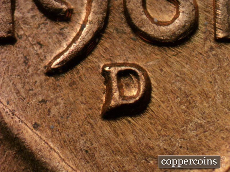 1961 Lincoln cent obverse, CopperCoins die 1961D•1MM•004.