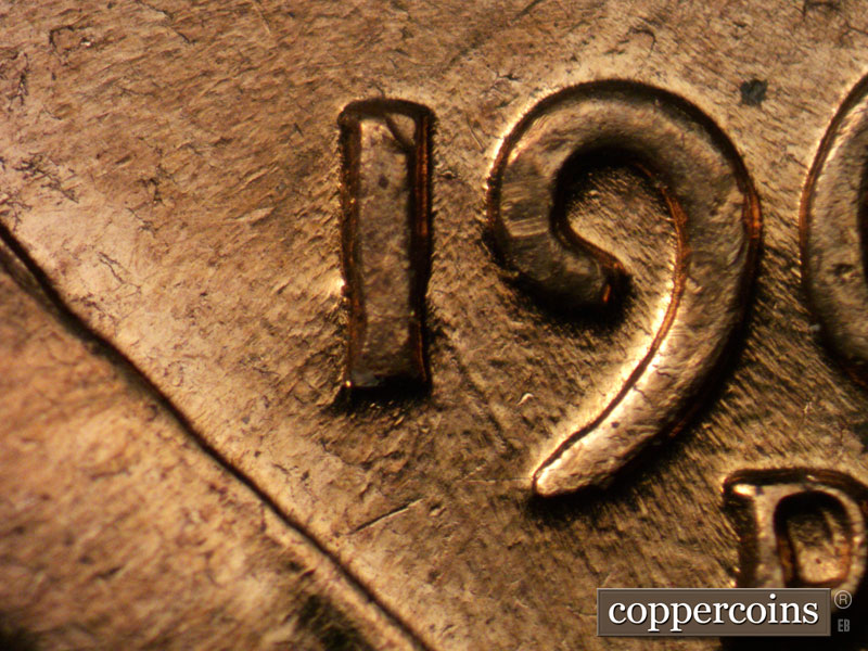 Die-stage C marker on 1961D•1MM•004 (1961 Repunched Mint Mark).