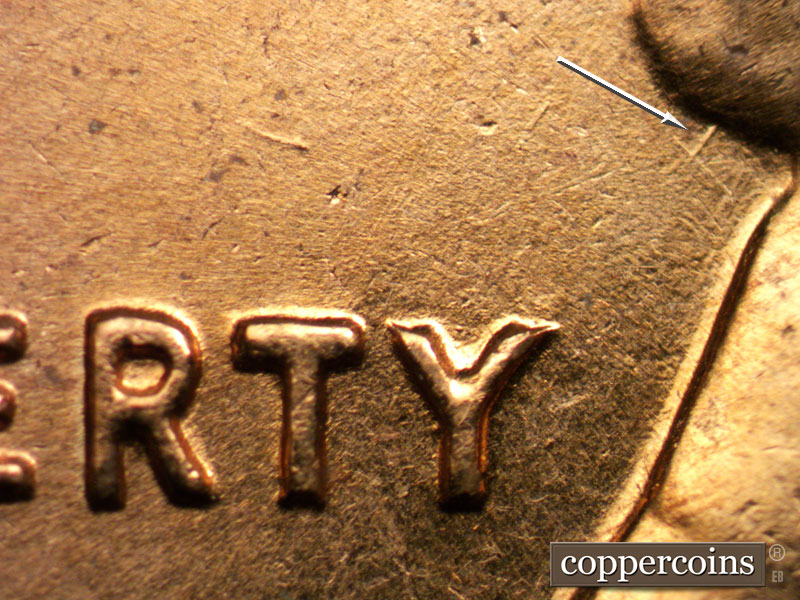 Die-stage A marker on 1961D•1MM•006 (1961 Repunched Mint Mark).