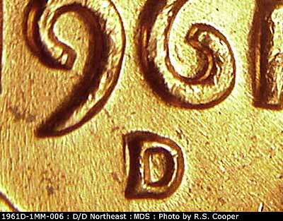 1961 Lincoln cent obverse, CopperCoins die 1961D•1MM•006.